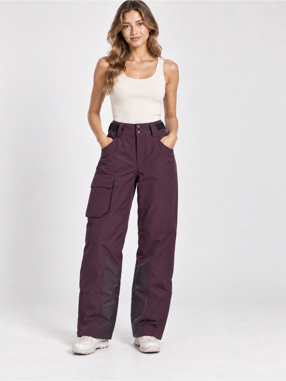adidas Wide-Leg Cargo Pants in Plum